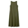 thumbnail image 6 of Odbmxy Womens Midi Dresses Summer Shift Cotton Linen Shirt Dress for Women Classy Sleeveless Button Front Office, 6 of 6