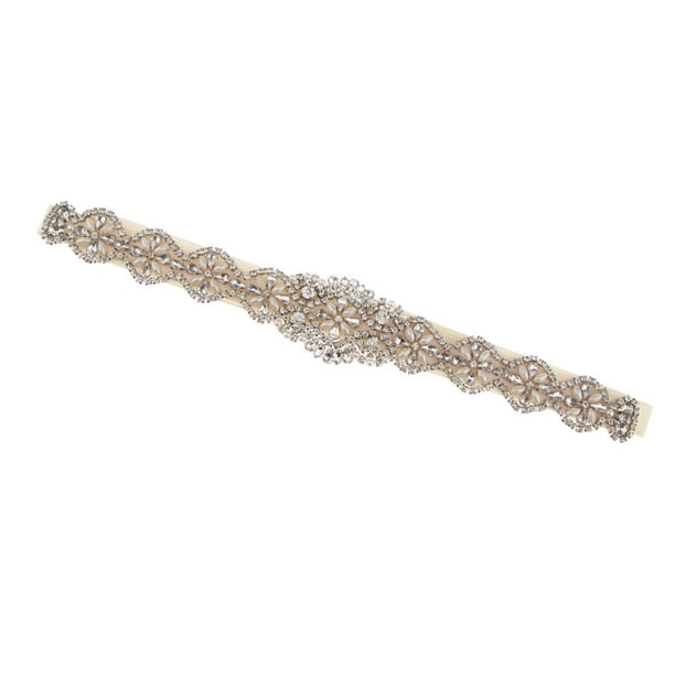 Cinturón de vestido de novia Minnieouse con apliques de perlas de diamantes de imitación color marfil