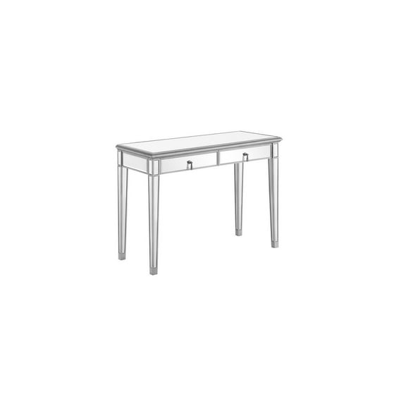 Vanity Table with Mirror - Solid Wood Dressing Table, Antique Silver Finish, Bedroom Furniture, 42x18x31 Inches