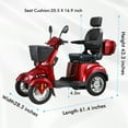 thumbnail image 3 of QEEKA All Terrain Mobility Scooter,Heavy-Duty 4 Wheel Mobility Scooters 500lbs Capacity -800W,for Seniors & Adults Travel,Red, 3 of 9