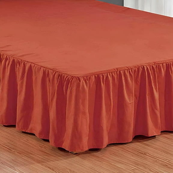 AUQ Solid Microfiber 14" Bed Skirt, King, Orange