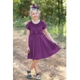 thumbnail image 5 of Millie Loves Lily Girls' Plum Rib Velour Short Sleeve Dress With Bow Waistband, Toddler Girls, Size 4T, 5 of 6