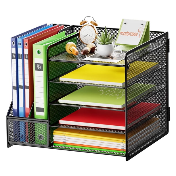 Organizador de escritorio Marbrasse con 5 niveles para papeles, color negro