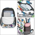 thumbnail image 4 of Monster Cartoon Truck White Pattern 17" Waterproof Oxford School Backpacks for Teens, S-Shape Padded Straps, for School, Travel, Hiking, Camping, 4 of 5