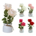 thumbnail image 1 of Visland Artificial Potted Flower Fake Flowers in Pot Silk Rose Bouquet Decoration with Ceramics Vase Fake Plants Floral Arrangement for Table Centerpieces Home Office Wedding Decor, 1 of 5