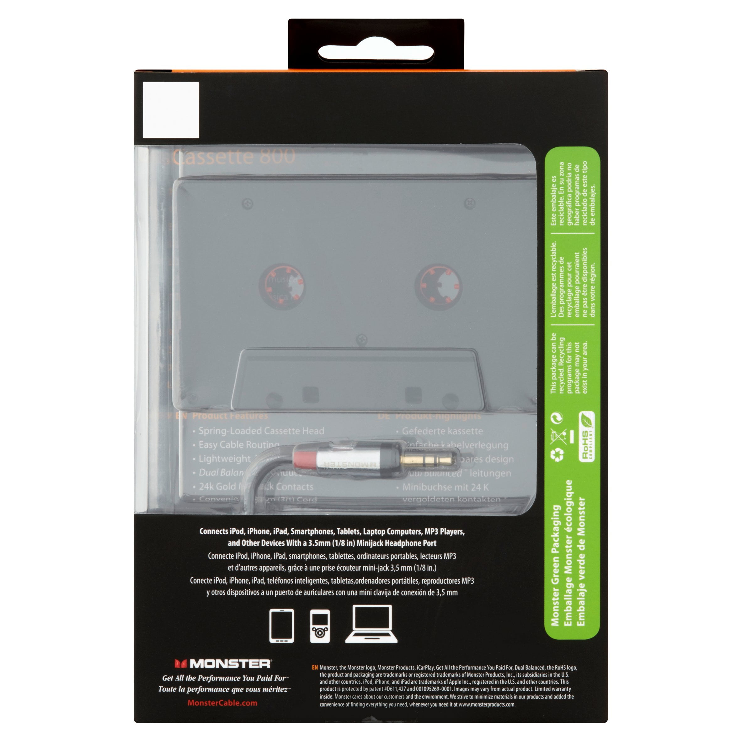 Monster Cable iCarPlay Cassette Adapter for iPod and iPhone