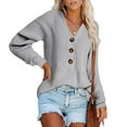 thumbnail image 5 of Sweaters for women Women's V Neck Sweaters Button Down Knitted Fall Winter Long Sleeves Women's Sweater christmas sweater women, 5 of 6