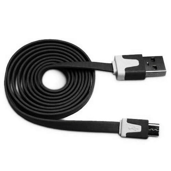 Flat Tangle Free Micro USB Sync and Charge Data Cable (6ft) - Black