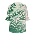 thumbnail image 4 of ZQUUVOU Womens T-Shirts Boho Printed 3/4 Sleeved V-Neck Ruffle Casual Tops(G-Green,S), 4 of 5