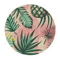 thumbnail image 2 of GOSMITH Tropical Leaves Hibiscus Flower Pineapple Round Table Cover White, 2 of 7