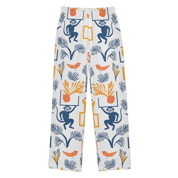 FORMRS Boys Pajama Pants with Pockets Size 6-8Y Kids Lounge Sleep Bottoms, Tropical Jungle Vibes