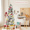 thumbnail image 5 of Gymax 7 FT Artificial Snow Flocked Pencil Christmas Tree w/ White Berries & Flowers, 5 of 10
