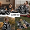 thumbnail image 3 of Black Horror Halloween Throw Blankets, Vintage White Skull Pattern Soft Fleece Blanket Decorative for Home Sofa Couch Chair Living Bedroom, 32x48 Inches,, 3 of 8