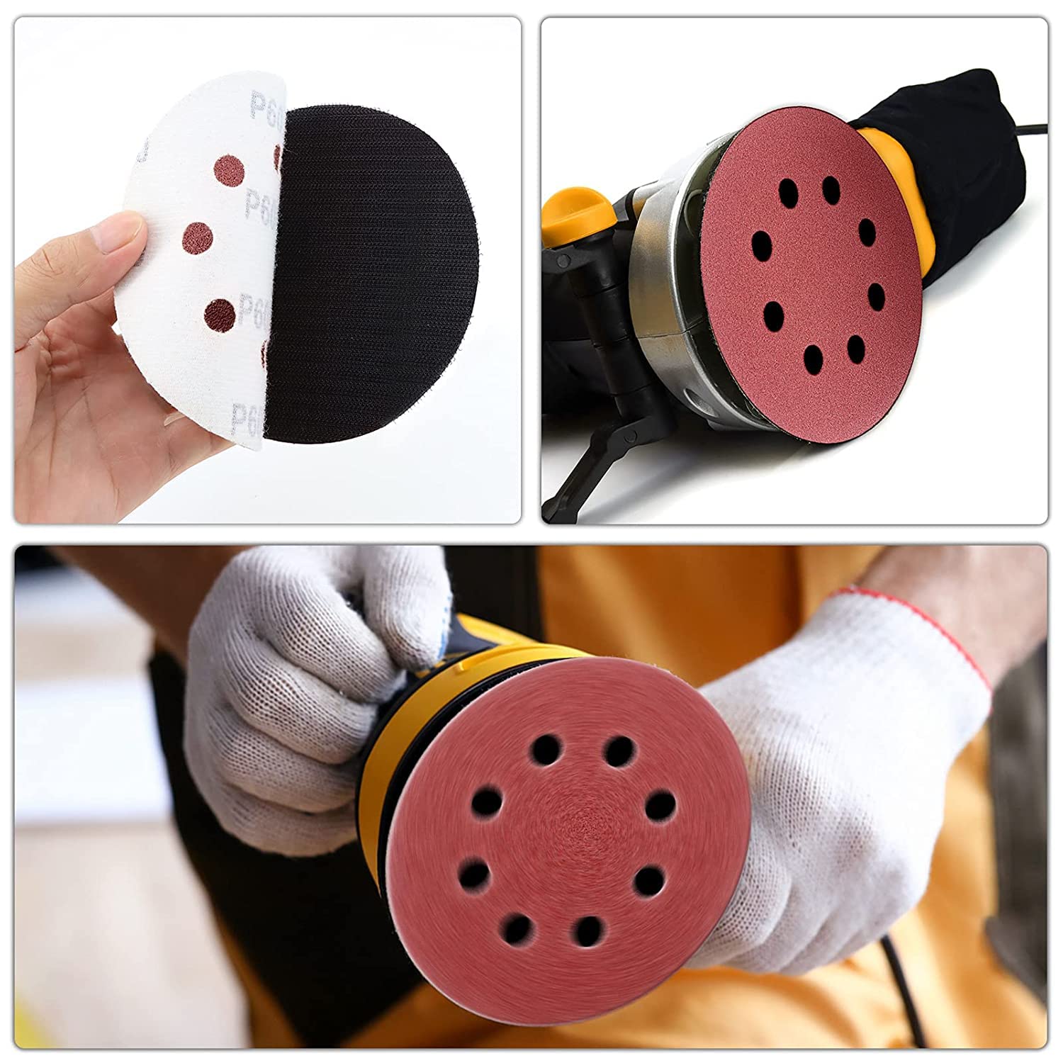 100 PCS 5 Inch Sanding Discs 40 Grit | 8 Hole Hook & Loop For Orbital Sander