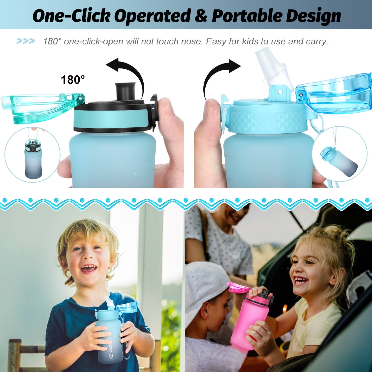 OLDLEY Kids Water Bottle for School, 12 oz (2 lids) BPA-Free Reusable  Leak-proof Durable Tritan Plas…See more OLDLEY Kids Water Bottle for  School, 12