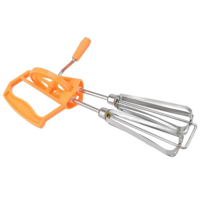 Manual Hand Mixer High Efficiency Easy Operation Hand Crank Stainless Steel  Time Saving For Home Orange 