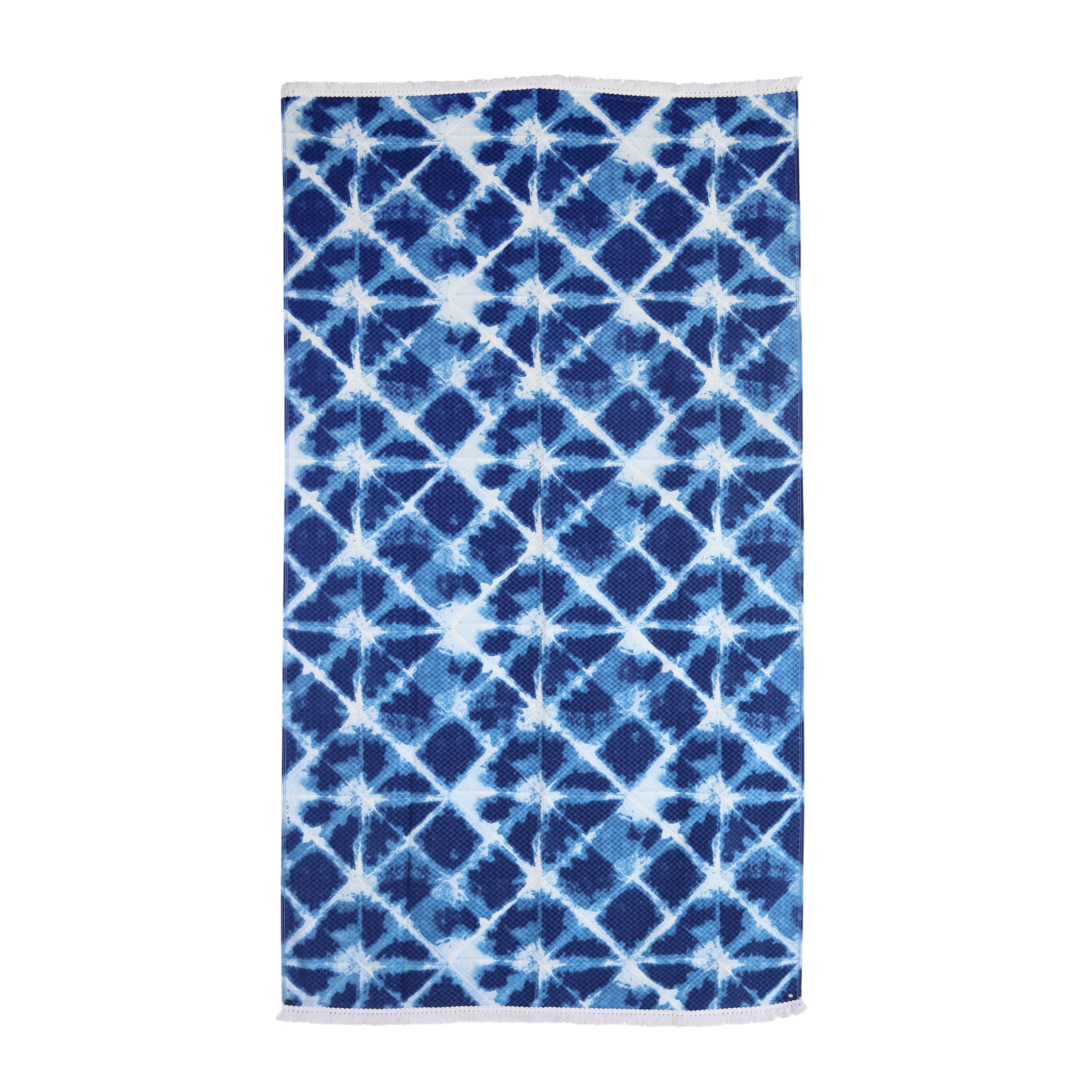 Better Homes & Gardens Beach Towel, Blue Shibori Print with White