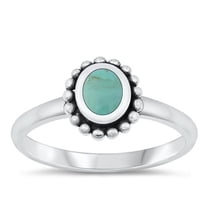 CHOOSE YOUR COLOR Chic Simulated Turquoise Ring .925 Sterling Silver Bali Band Blue CZ Female Size 6