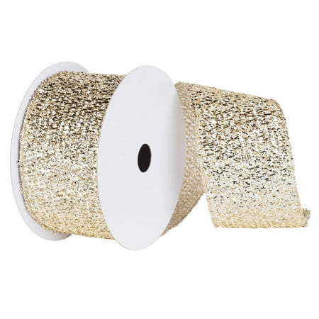 extra wide champagne gold woven metallic wired christmas ribbon 6 x 10 yards - Wired Christmas Ribbon extra wide champagne gold woven metallic wired christmas ribbon 6 x 10 yards - Wired Christmas Ribbon