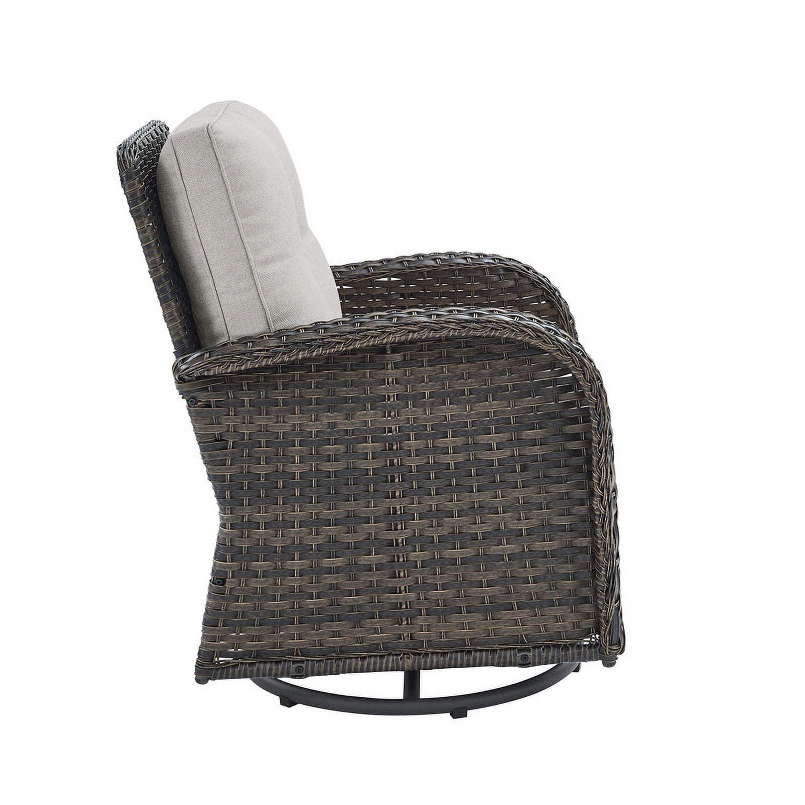 PARKWELL 3-Piece Outdoor Swivel Gliders with Thick Cushions and Side Table,Rattan Wicker Bistro Furniture Set,Brown Wicker,Beige Cushion