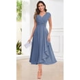 thumbnail image 3 of Vestido HYY con estampado floral brillante, largo, cuello en V, para madre novia, color burdeos, 3 of 7