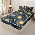 thumbnail image 2 of Erosebridal Boho Sun Print Zipper Twin Comforter Sets with Fitted Sheet and 2 Pillowcases,Cartoon Moon Stars Zipper Bedding Set For Adults,Navy Blue Reversible,4 Pieces, 2 of 7