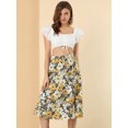thumbnail image 3 of INSPIRE CHIC Falda A Media Pierna Con Abertura En La Cintura Y Estampado Floral Para Mujer Amarillo negro M, 3 of 6