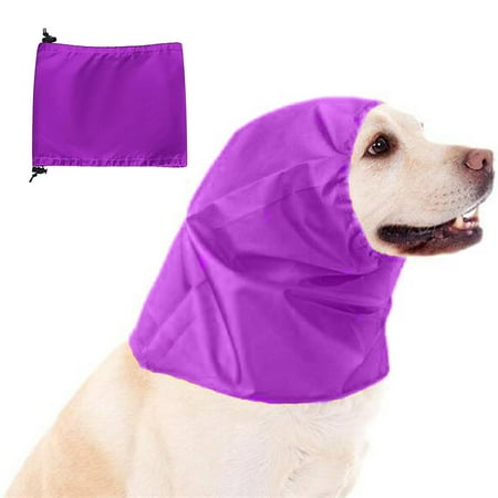 Harikaji Large Dog Bath Cap Waterproof Large Dog Ear Protection Bathing Hat Dog Ear Covers for Bathing Swimming Purple