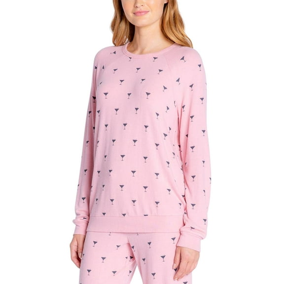 Insomniax Womens Butter Jersey Long Sleeve Crewneck Pajama Top Only,1-Piece, L, Blush
