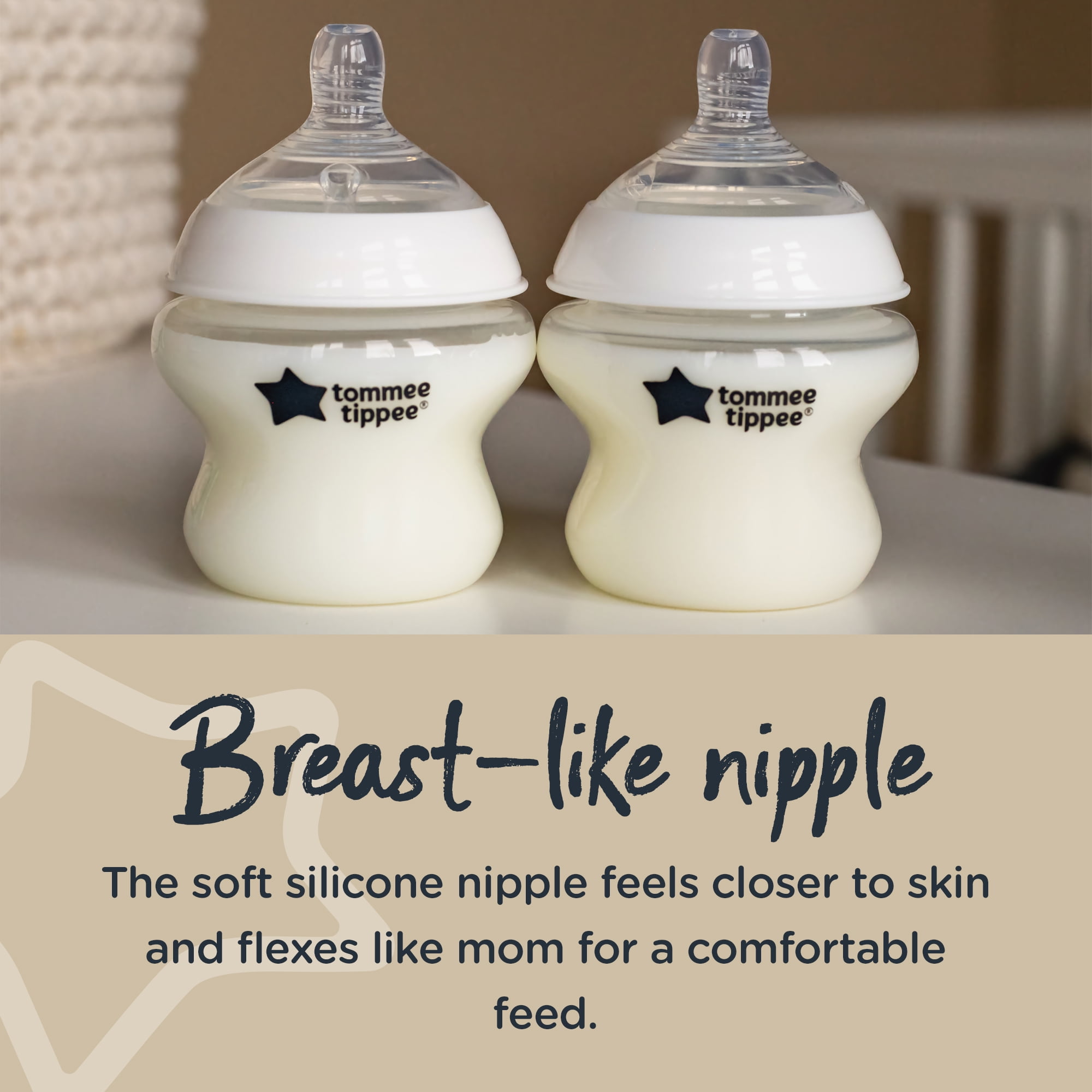 Tommee Tippee Closer to Nature Baby Bottles (5oz, 3 Count) | Extra Slow Flow Nipple with Anti-Colic Valve