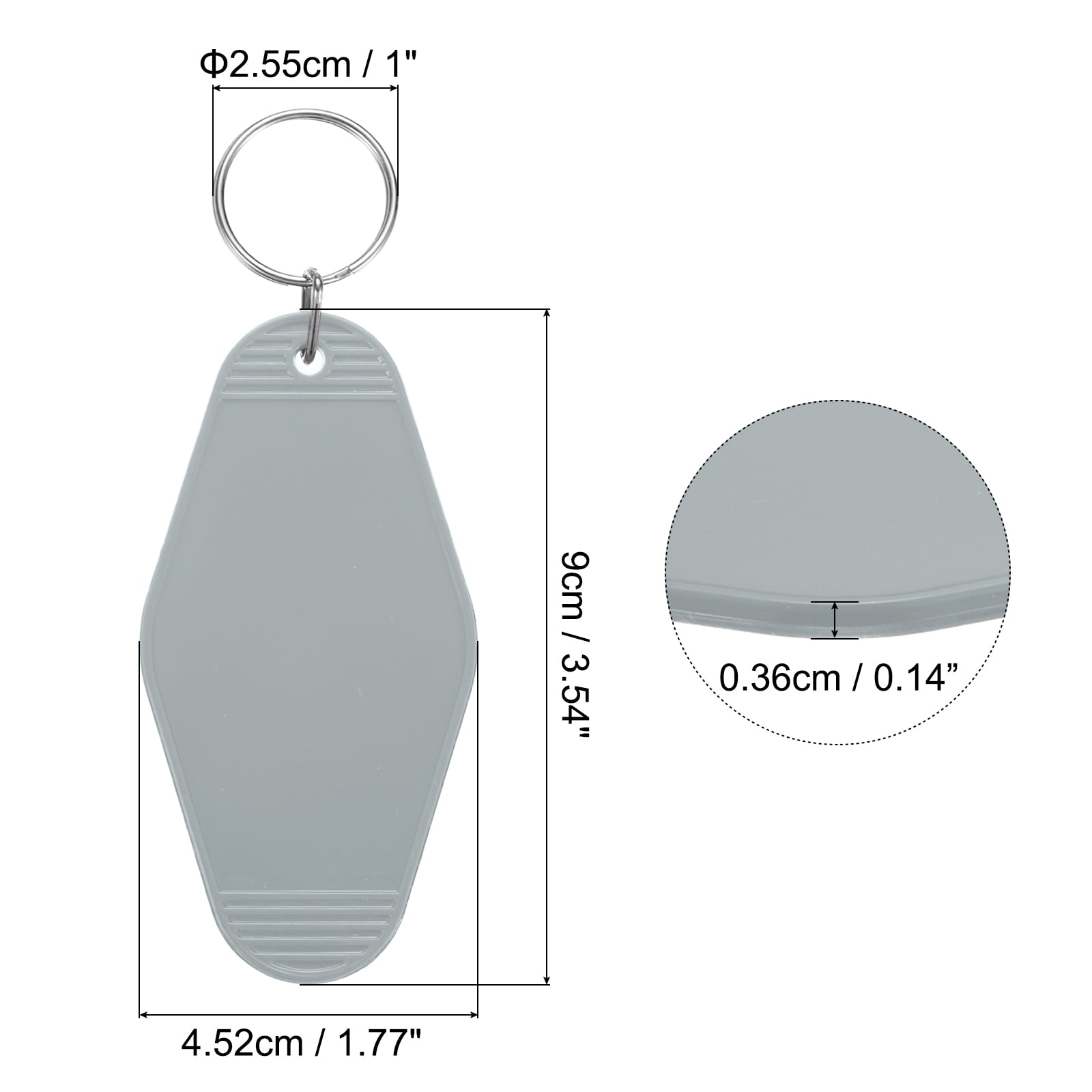 Uxcell 40Pcs Hotel Keychains Blank, Vintage Plastic Rhombus Motel Keychains Hotel Key Tags Key Rings, Grey