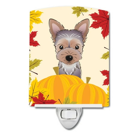 

Caroline s Treasures BB2038CNL Yorkie Puppy Thanksgiving Ceramic Night Light 6x4x3 multicolor