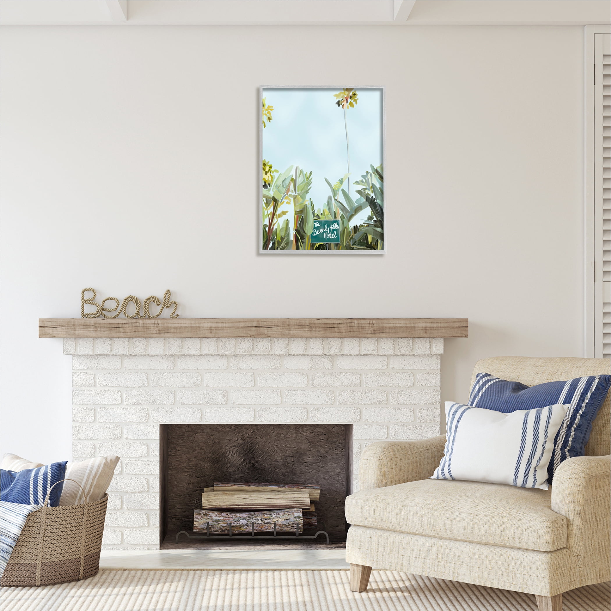 Stupell Industries Beverly Hills Hotel Plants Botanical & Floral Painting Gray Framed Art Print Wall Art, 24 x 30