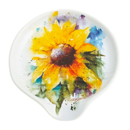 

Dean Crouser Sunflower Watercolor Yellow On White 5 x 5 Glossy Stoneware Spoon Rest