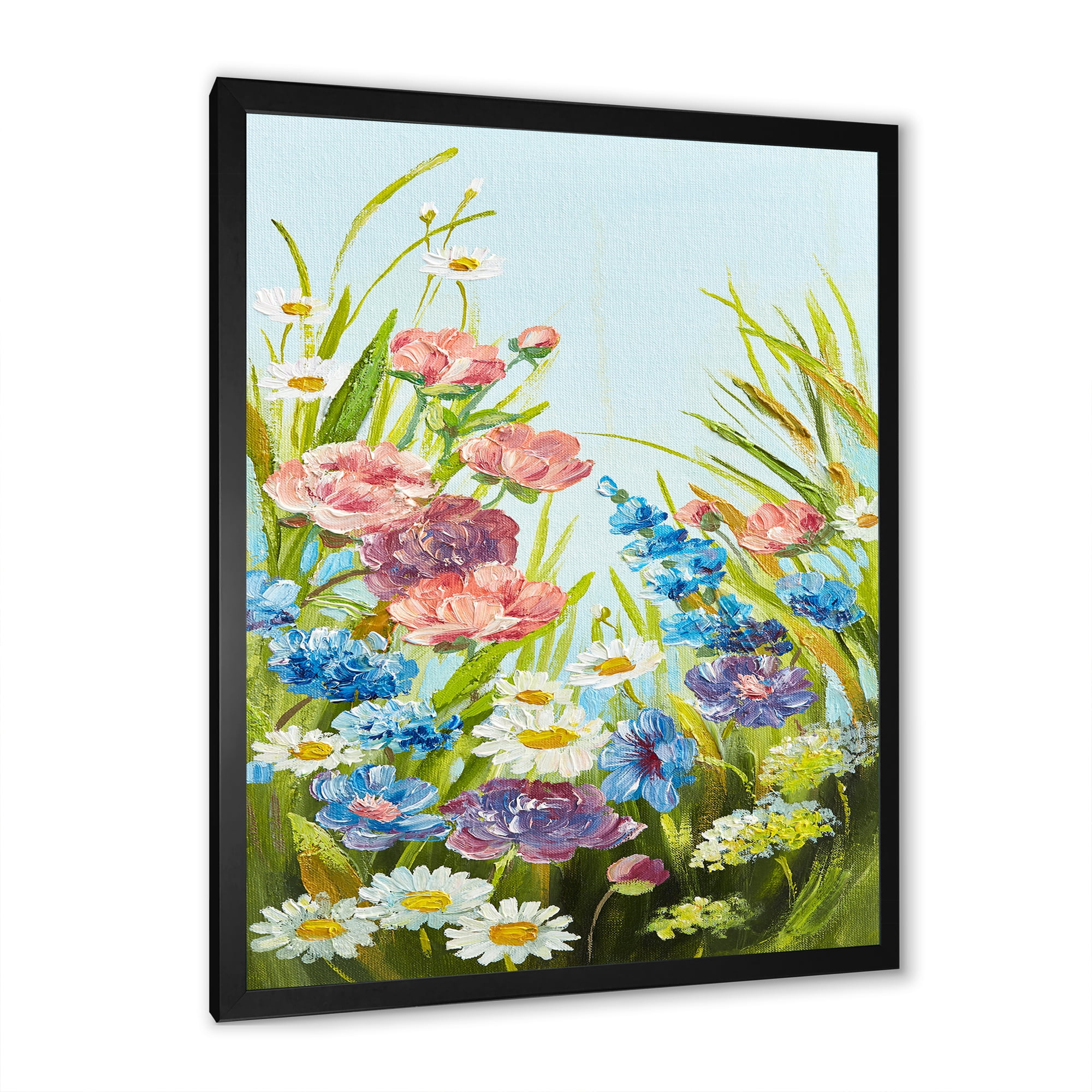Designart 'Still Life Of Colorful Wildflowers With Leaves III' Traditional Framed Art Print