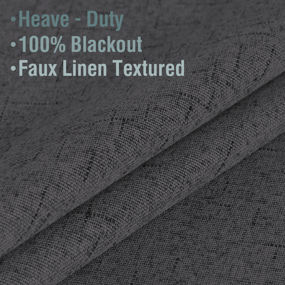H.Versailtex 100% Blackout Faux Linen Curtains, 52" x 72", 2 Panels photo 4