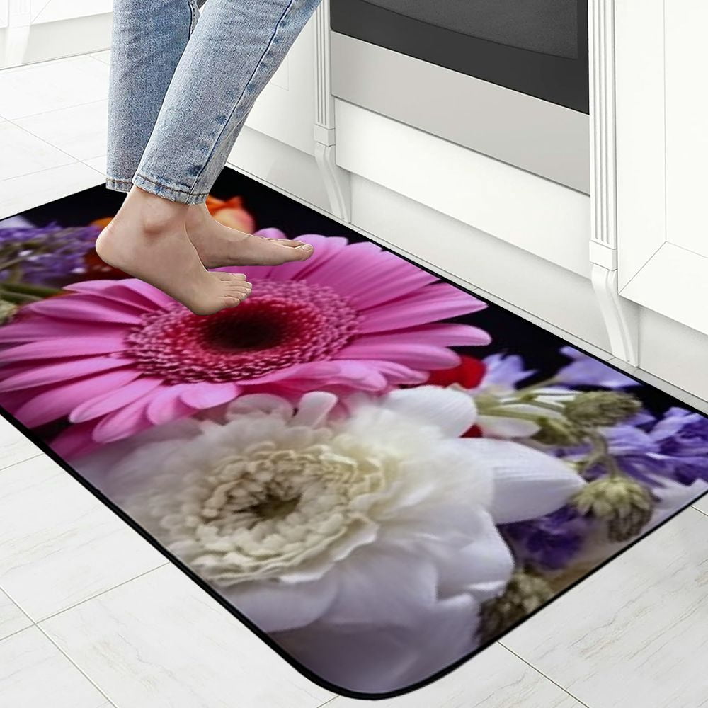 Heduofu Decorative Door Mat, Door Mat with Non-Slip Rubber Backing, Easy Cleaning, Traps Dirt, for Entry, Patio, Garage - Flower Gerbera Jasmin Pink Tender at Home Joy 19.68*47.24 in