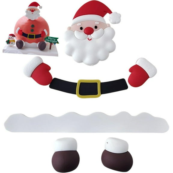 7pcs Santa Claus Merry Christmas Cake Toppers Cartoon Xmas Party Cupcake Topper For Christmas Cake Decorations Insert Birthday