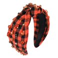 thumbnail image 1 of Diadema de Halloween para mujer, color negro, naranja, con diamantes de imitación y cristales anudados, diadema con nudo ancho, diadema para Halloween, accesorios para disfraces, regalos (diadema a cu, 1 of 5
