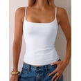 thumbnail image 3 of Wrongduck Women Cotton Camisole Crop Tank Top Square Neck Built In Shelf Bra Adjustable Strap Fitted Basic Camisole Y2K Top, 3 of 8