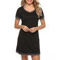 thumbnail image 5 of Jxximdong Nightgowns for Women Summer Casual Cozy Round Neck Loose Short Sleeved Multicolor Nightdress Black Loungewear L, 5 of 5
