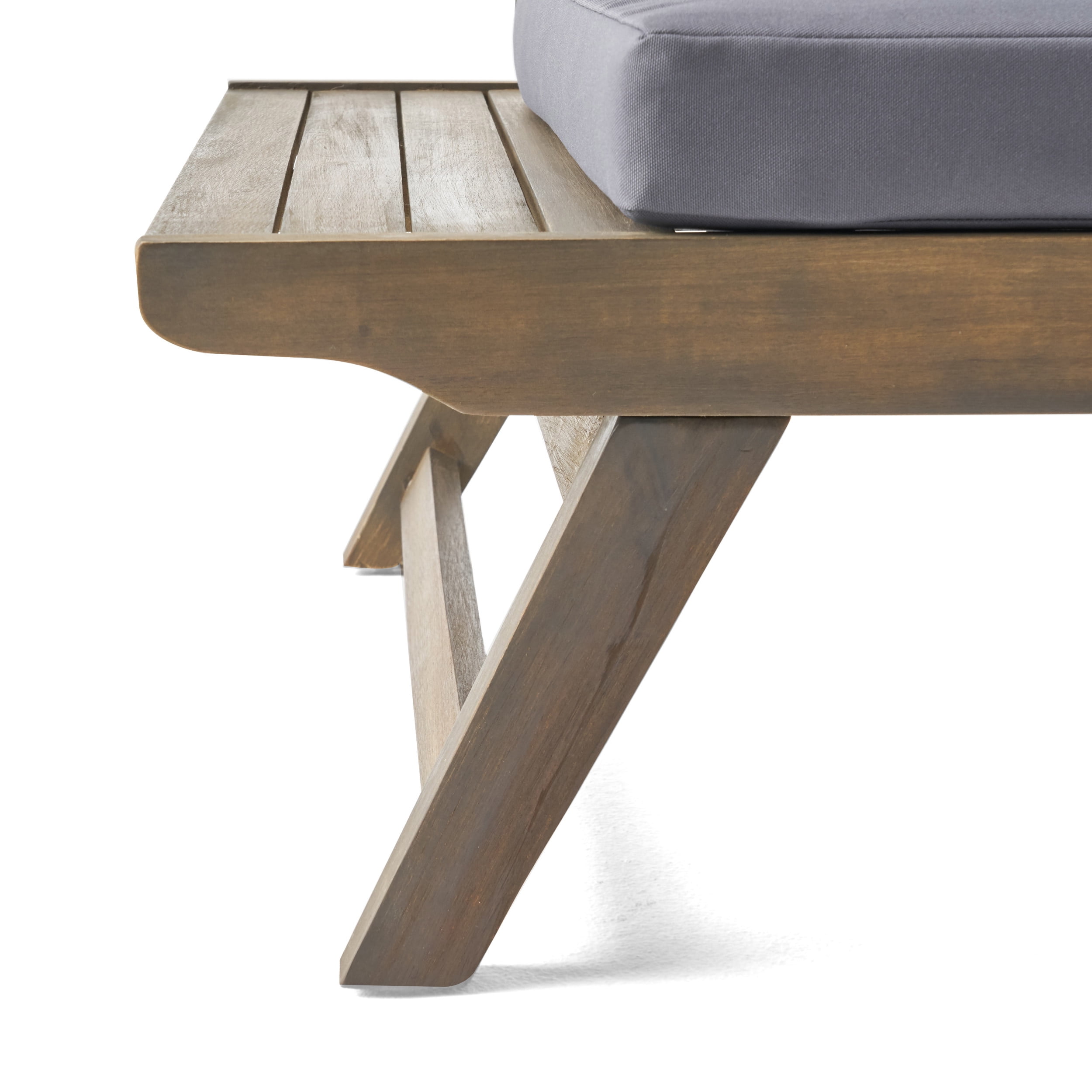 Sudbury Acacia Wood Outdoor Club Chairs with Cushions, Gray, Dark Gray