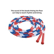Champion Sports Beaded Jump Rope 16 Ft - Segmented Plastic Extra Long Fitness Rope for PE & Group Use Red/White/Blue