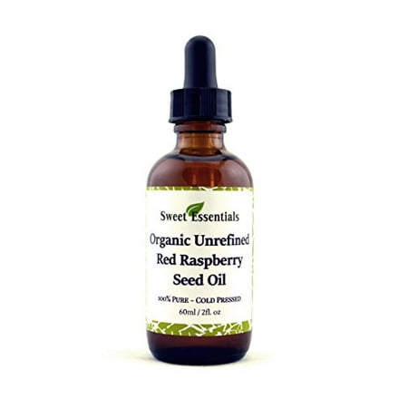 100% Organic Red Raspberry Seed Oil | Imported From Chile | 100% Pure | Cold-Pressed | Natural Moisturizer for Skin, Hair and Face | By Sweet Essentials (2oz Glass Bottle With Glass Dropper)