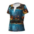 thumbnail image 2 of Naloa Spooky Halloween Print T-Shirts Short Sleeve V Neck Tees for Women Fashion Tops Trendy Lightweight Soft Casual Summer Outfits Clothes, 2 of 5