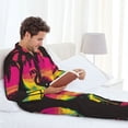 thumbnail image 6 of Lsque Flamingo And Palm Trees At Sunset Pattern Long Sleeve Pajama Set for Men - Soft 2-Piece Sleepwear and Loungewear Set with Pockets, Comfy Nightwear-Medium, 6 of 7