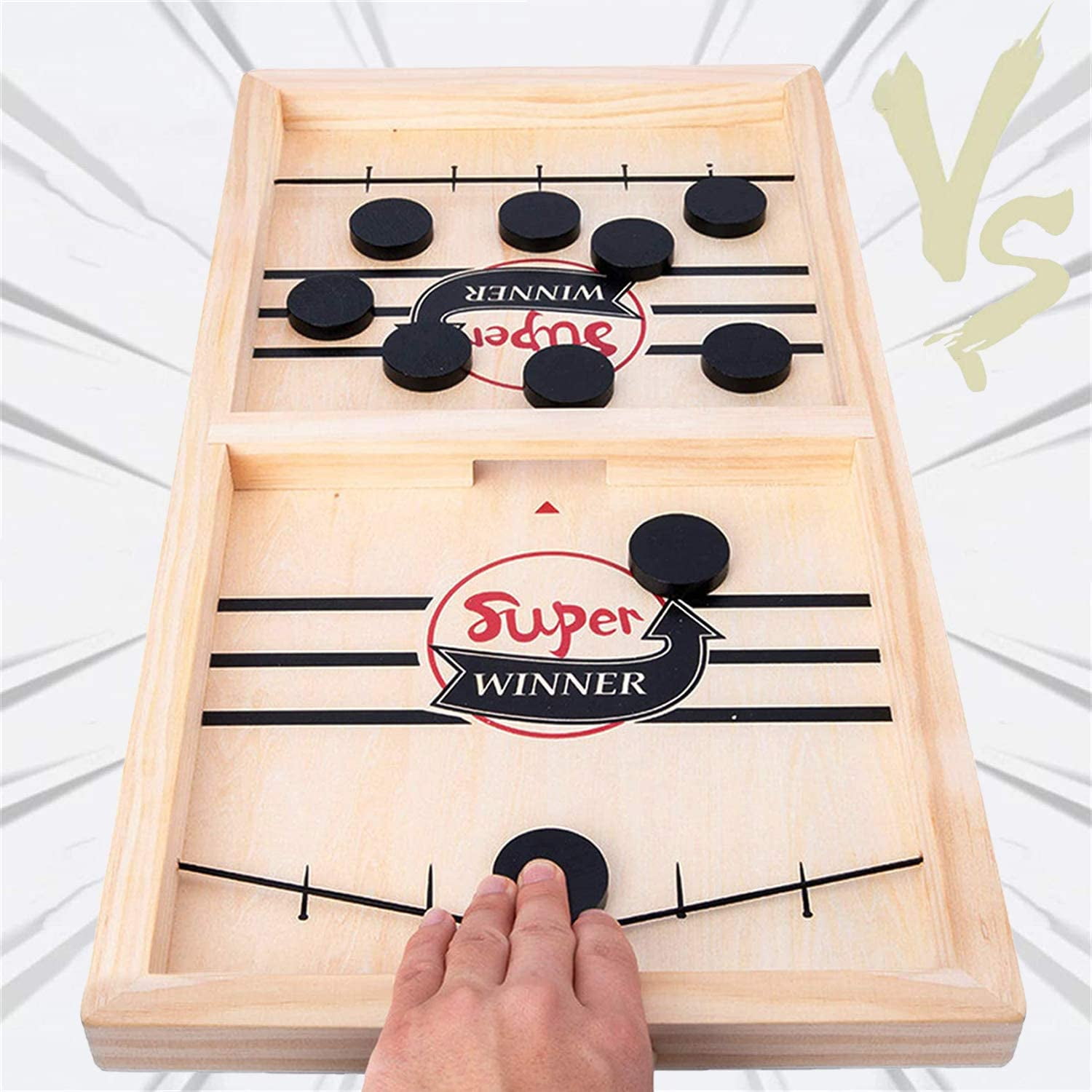 Details about   Wooden Table Hockey Fast Sling Puck Game Interactive Chess Toy Parent-child Game 