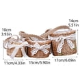 thumbnail image 3 of Hand-Woven Rattan Basket with Handle & Lace Bow - Decorative Wicker Flower Basket for Weddings, Picnics, and Home Storage, Rustic Multi-Purpose Favor and Garden Decor, 3 of 7