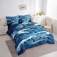 thumbnail image 2 of Erosebridal Kid Blue Shark Twin Bedding Sets 7-Piece, Japanese Ocean Waves Bedding Comforter Set, 2 of 7
