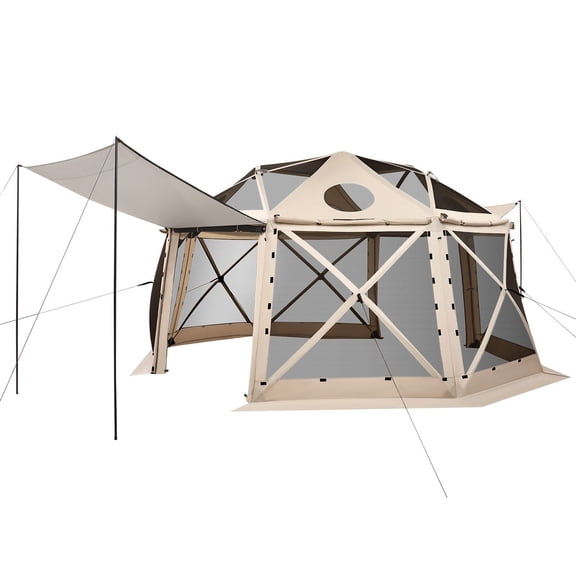 15x15 FT Pop-Up Gazebo Screen Tent, 13-Sided Spherical Canopy
